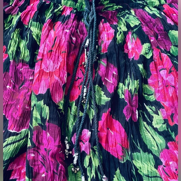 Tina Vintage 90s Indian Cotton Witchy Ethereal Romantic Hippie Floral Skirt - Picture 2 of 5